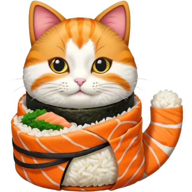 cat dressed as a piece of sushi emoji