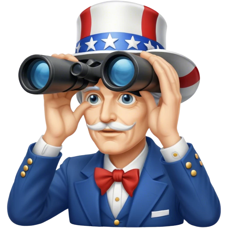 Uncle Sam is looking through binoculars emoji