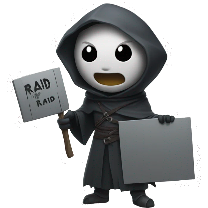 cutesy wraith holding a sign that says raid emoji