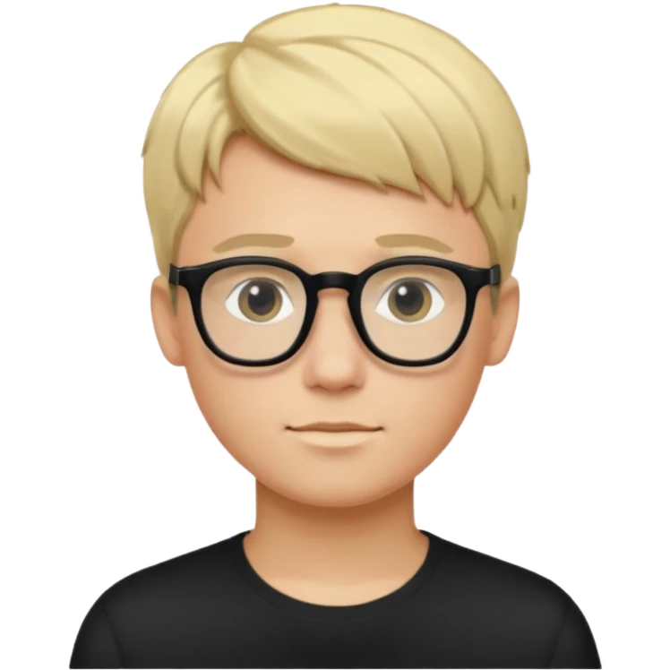 Young male with short blonde hair and black glasses emoji