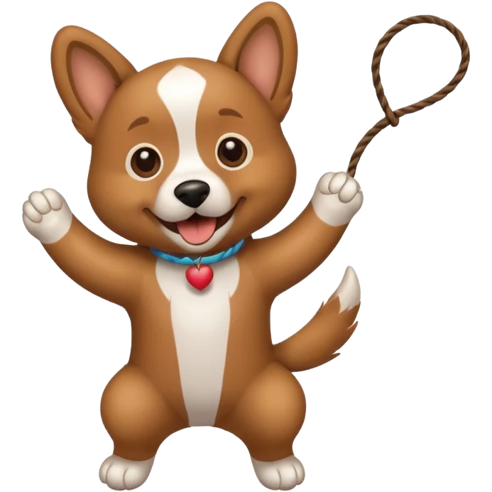 dog playing with a string toy emoji