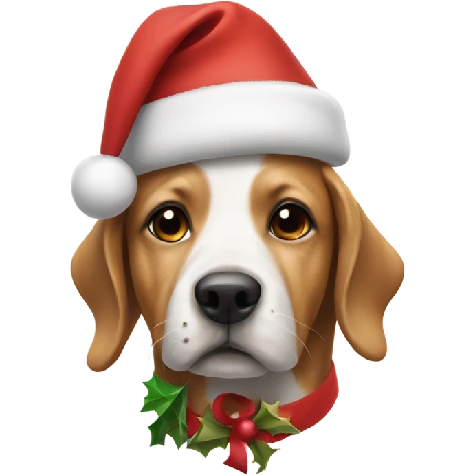 Dog wearing a Christmas hat emoji