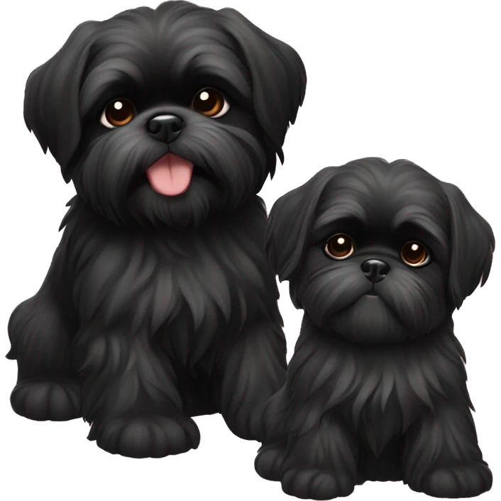 happy black shih tzu puppy and black shi tzu emoji