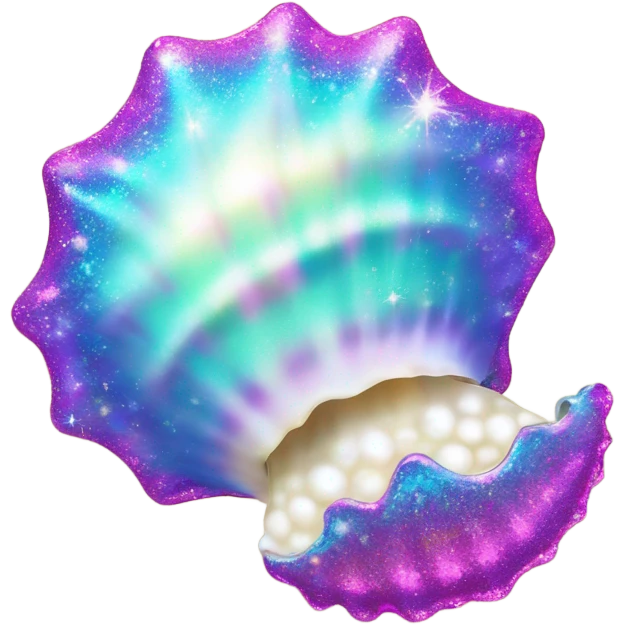 Lisa Frank sparkle open sea shell with pearl  emoji