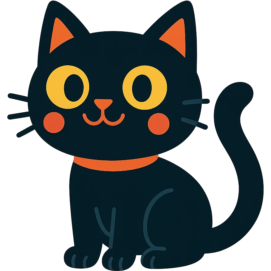 cute black cat vibrant cartoon style emoji
