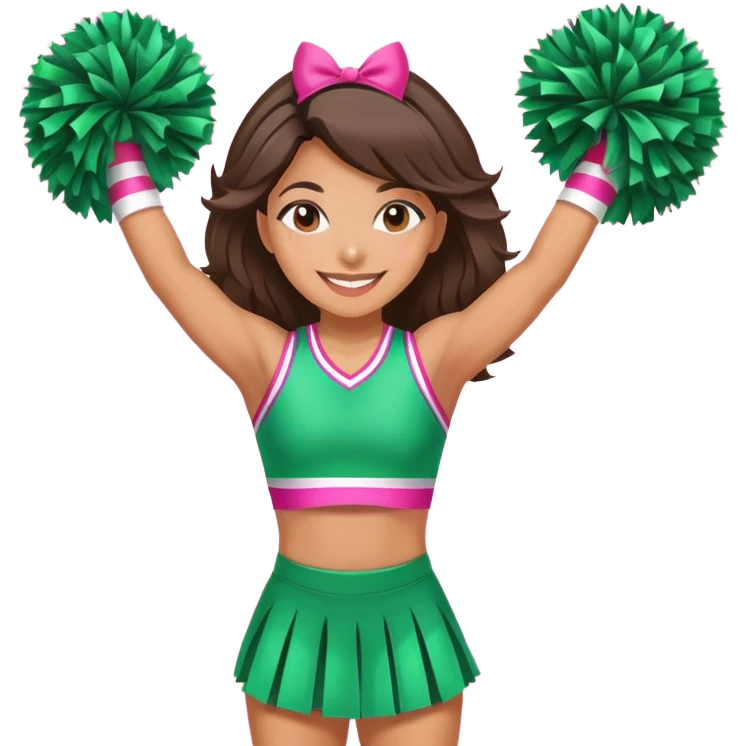 Hispanic woman cheerleader in pink and green  emoji