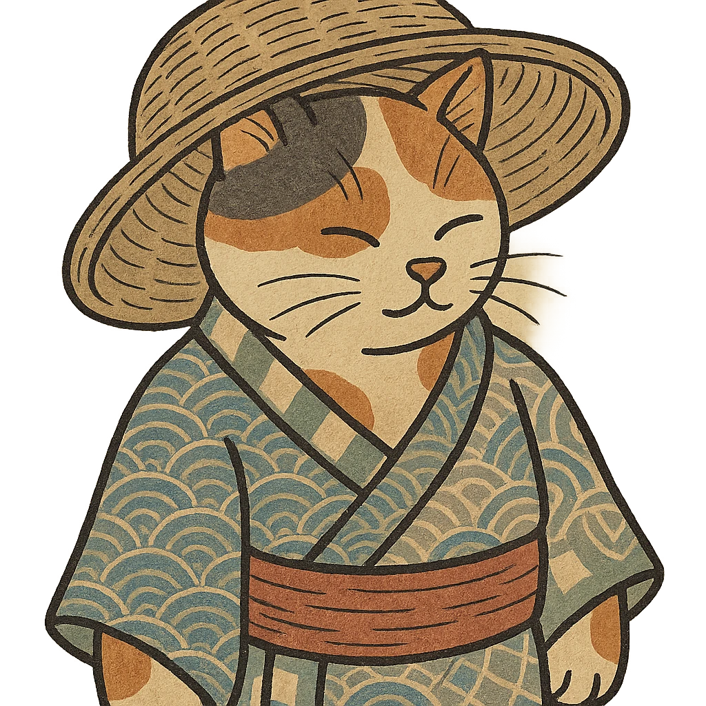 ukiyo-e style cat in a hat emoji