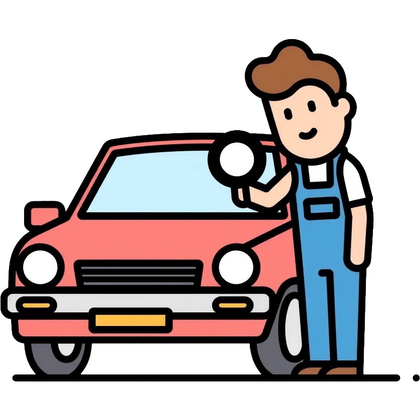 car inspection, mechanic examining vehicle with magnifying glass emoji
