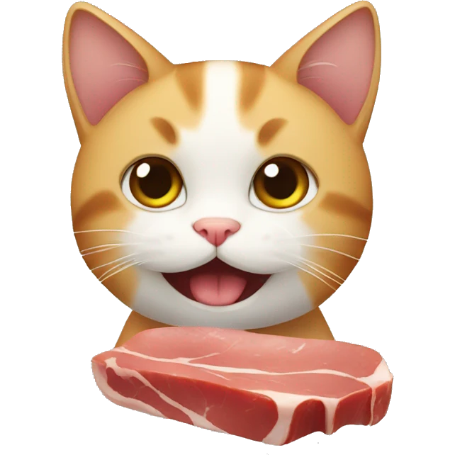 cute cat eating meat emoji