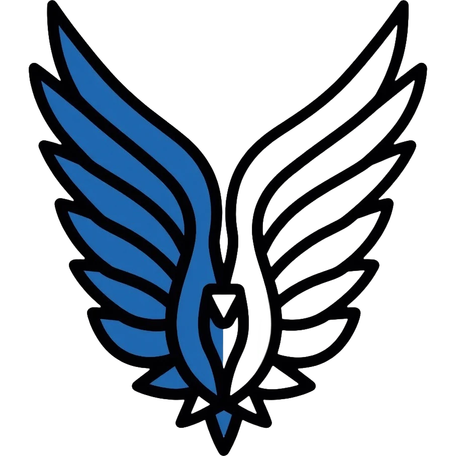 Wings of Freedom logo from Attack on Titan, overlapping blue and white wings, Survey Corps emblem emoji