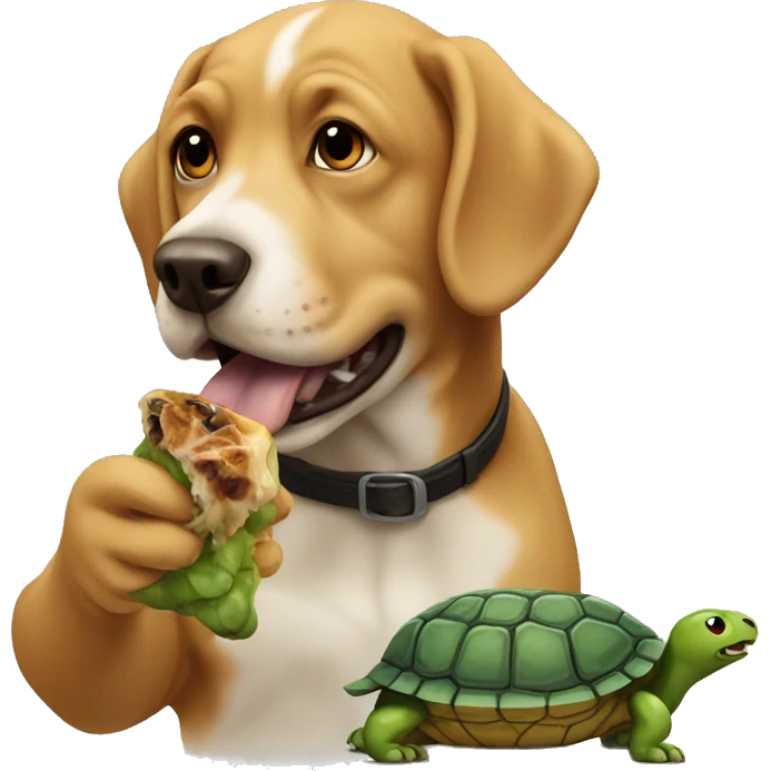 dog eating turtle emoji