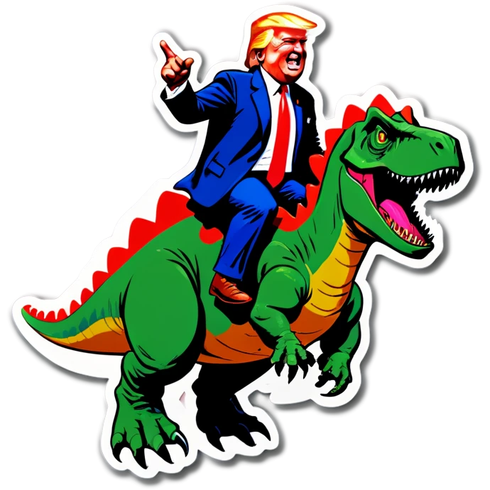 Trump riding dinosaur emoji