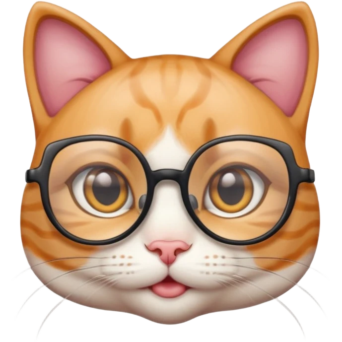 cute girl cat with big, super thin-framed glasses emoji