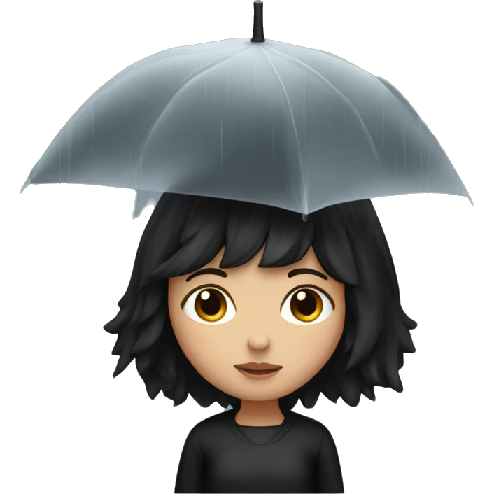 rainy girl with black hair and  black top emoji