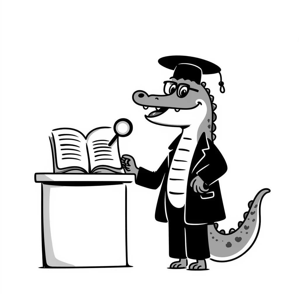 academic alligator wearing glasses and a graduation cap emoji