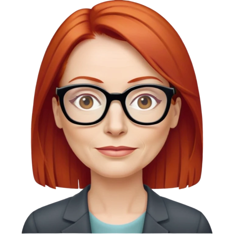 middle age Red head long straight hair pale skin wearing glasses emoji