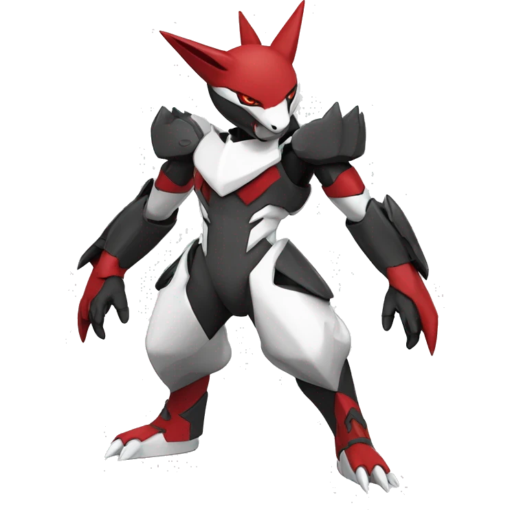  Cool Edgy Futuristic Black White Red Zangoose-Digimon-Medabot full body emoji