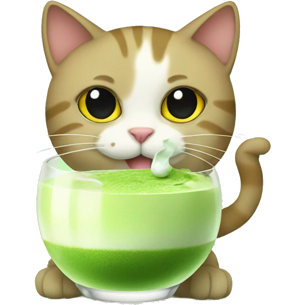 cat drinking matcha emoji