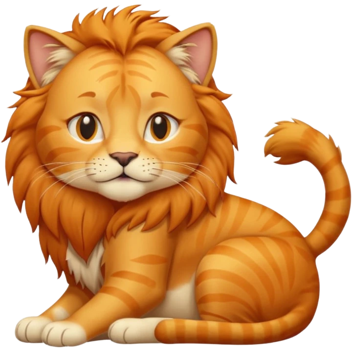 Animal Gata masajeando con la mano derecha la cabeza de un león  emoji