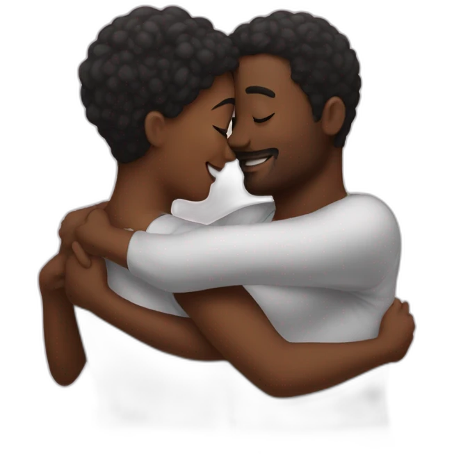 two black inlove emojis hugging emoji