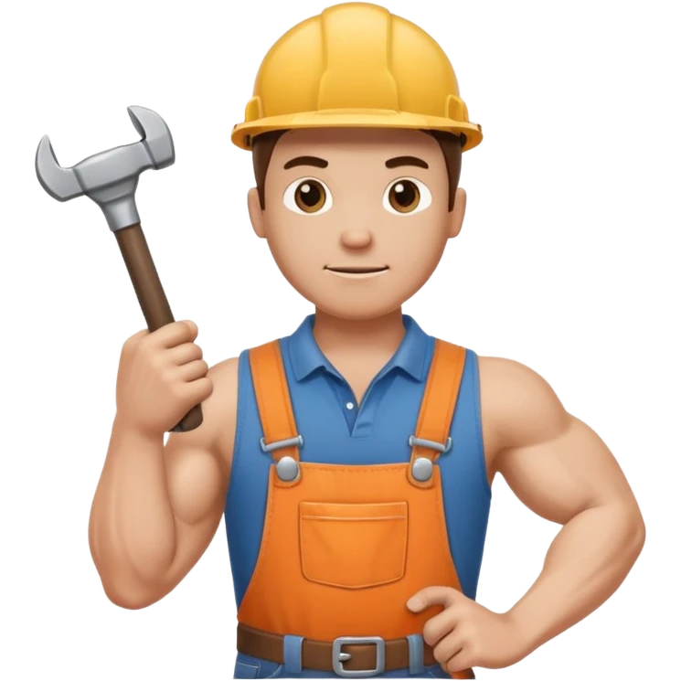 a handyman holding a wrench in this right hand and a hammer in his left hand emoji
