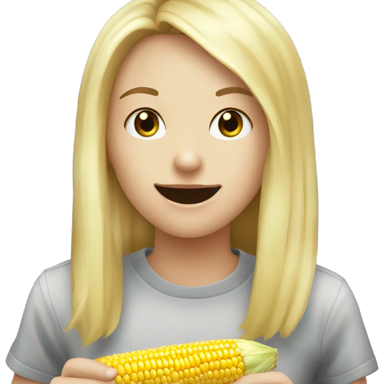 White girl blonde hair eating corn on the con emoji