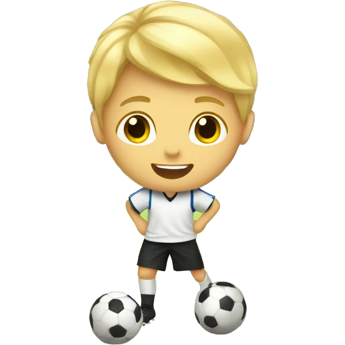 Blond boyplaying soccer emoji