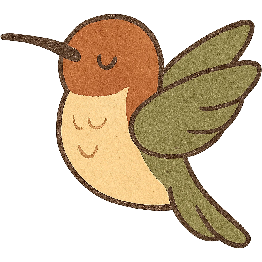 cute colibri bird in pastel warm tones, simple and elegant emoji