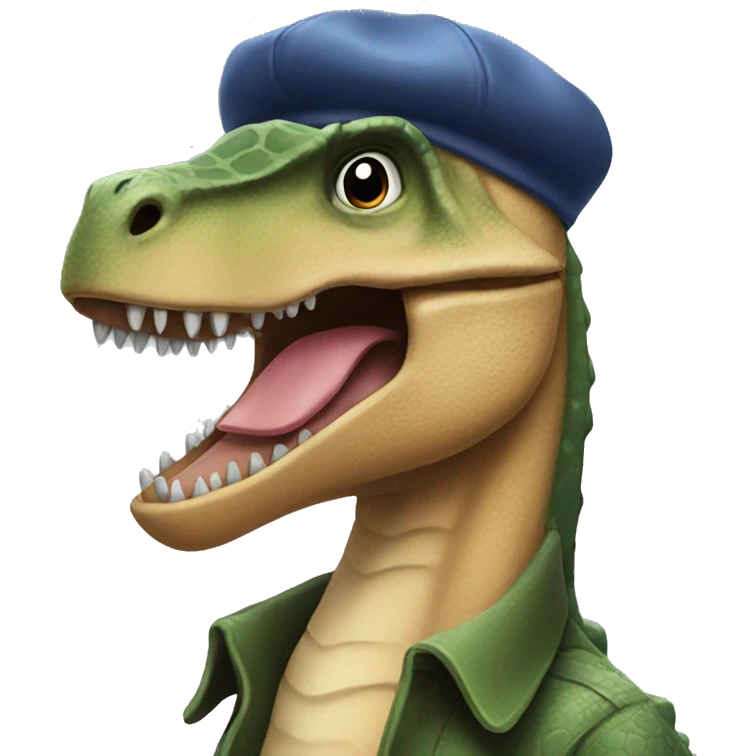 Dinosaur wearing a beret emoji