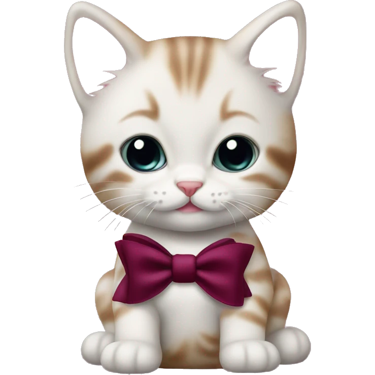 Baby kitty with a coquette burgundy bow emoji
