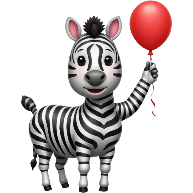 zebra holding red balloon in hand emoji