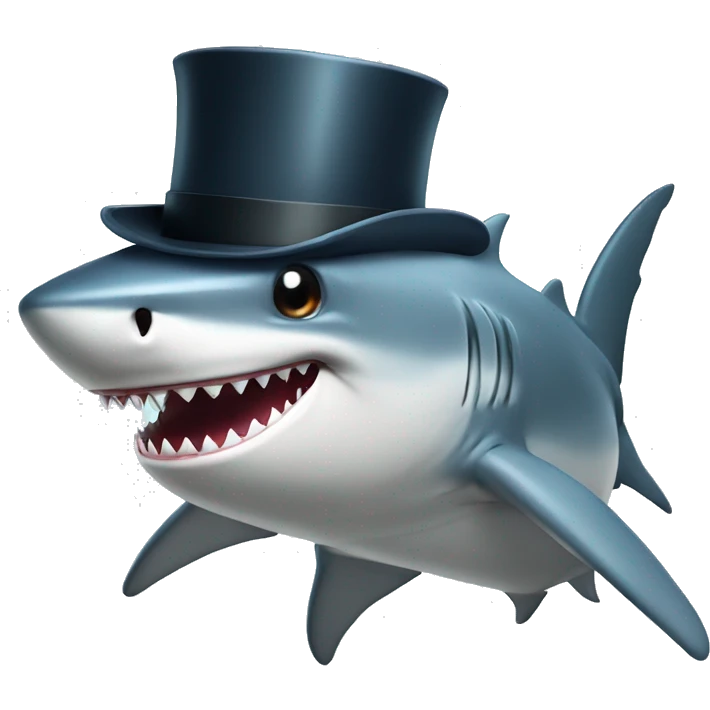 Shark with a top hat emoji