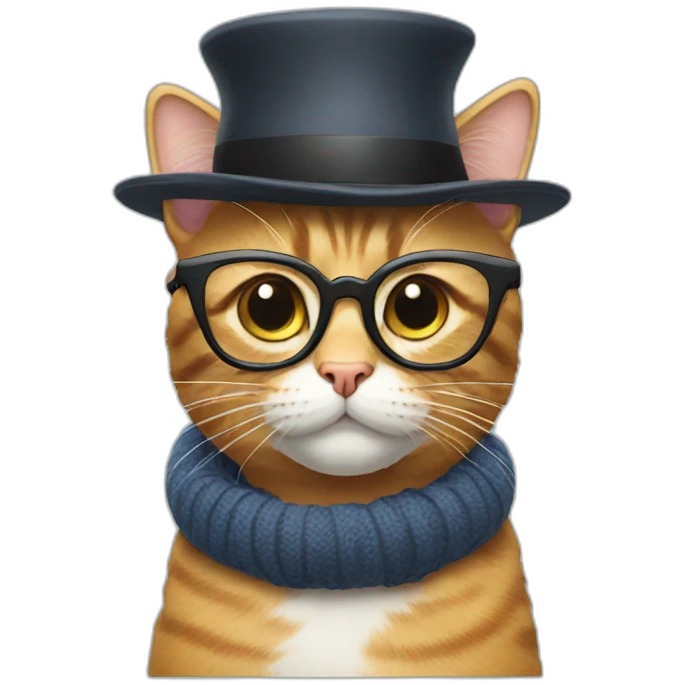 Cat with Glasses and a hat emoji