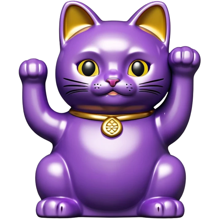 Purple ceramic lucky cat figurine emoji