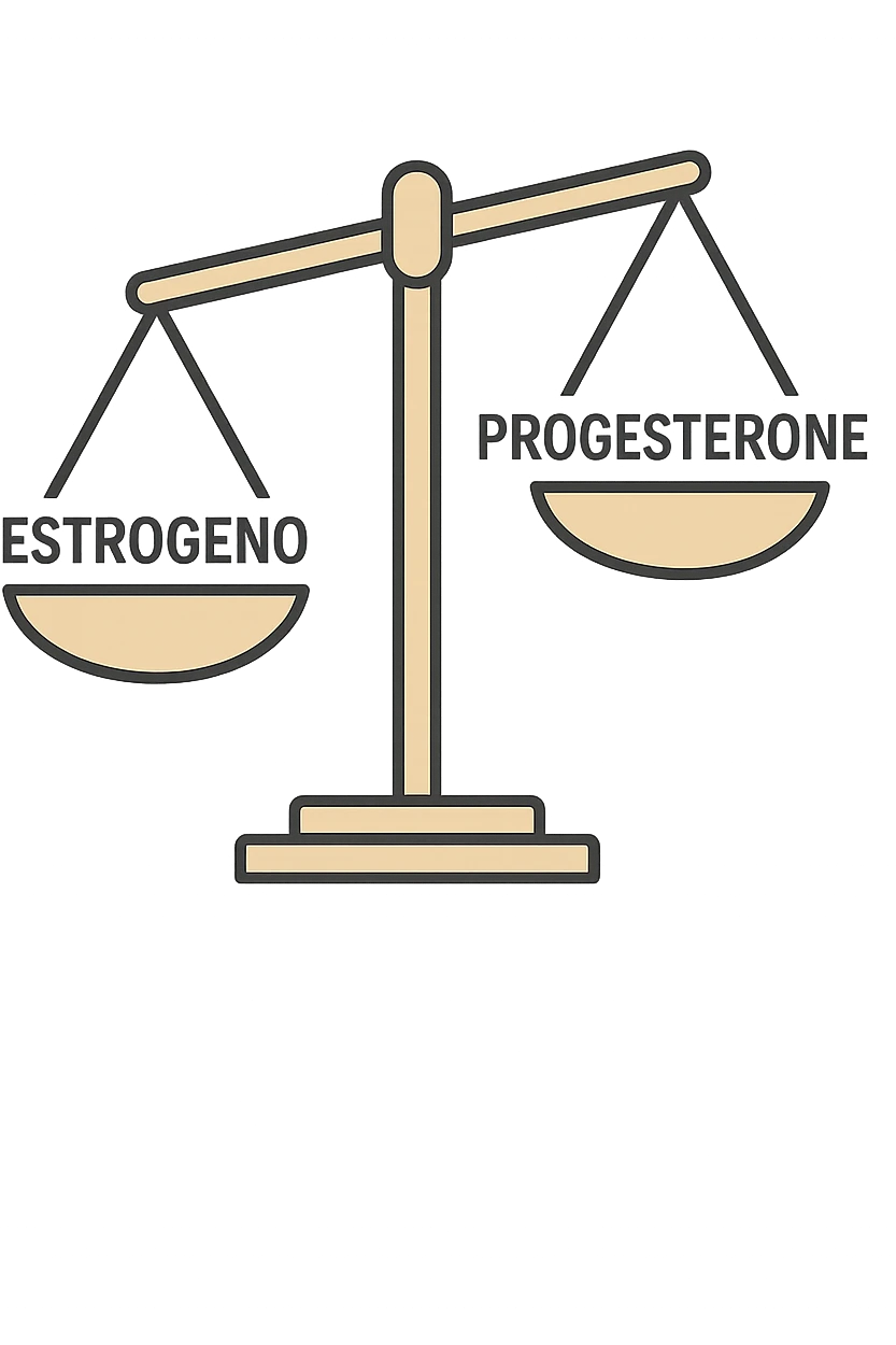 squilibri estrogeno progesterone in italiano senza sfondo con una bilancia emoji