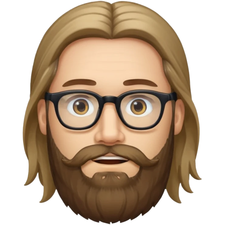 bearded long haired man with eyeglasses emoji