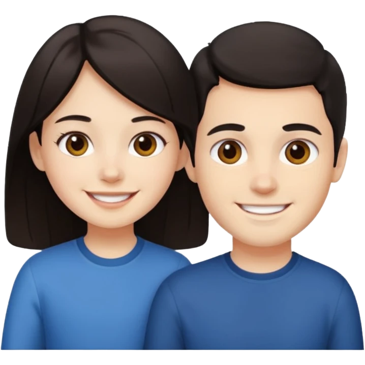 Brother ans sister, white skin, dark hair emoji