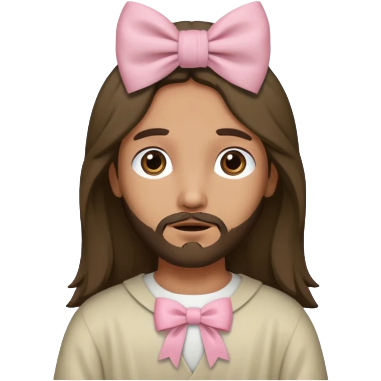 a historical accurate jesus with a super pale pink bow emoji