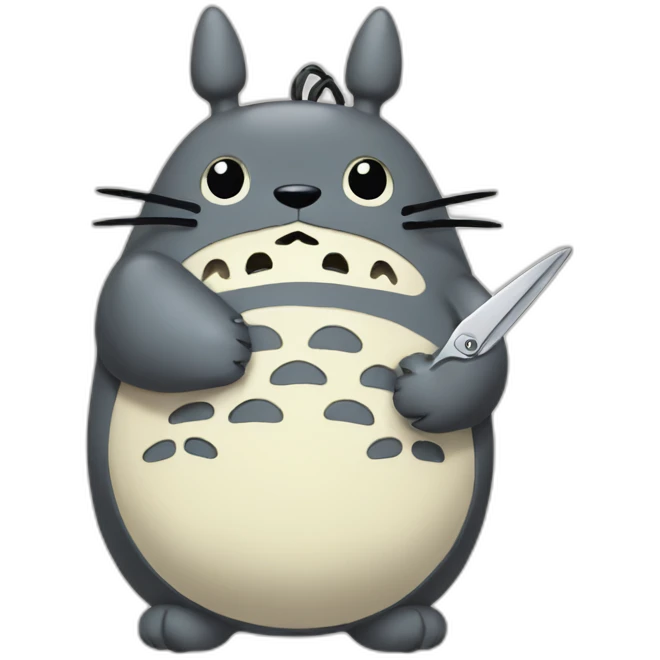 totoro holding scissors emoji