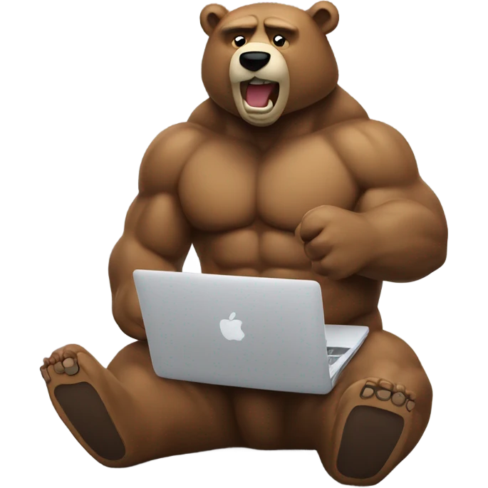 muscle bear using macbook emoji