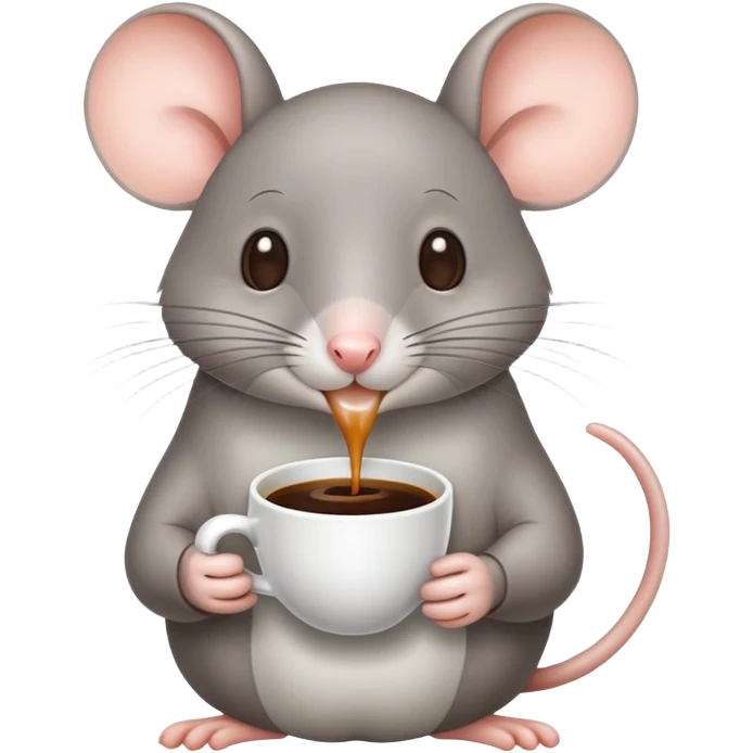 Gray Mouse who drinks coffee emoji