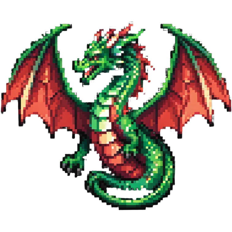 Dragon-shaped member emblem with scales transitioning from green to red gradient emoji