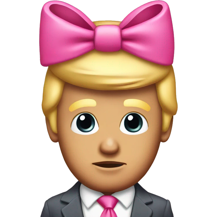 Donald trump with a pink  bow on top of his head emoji