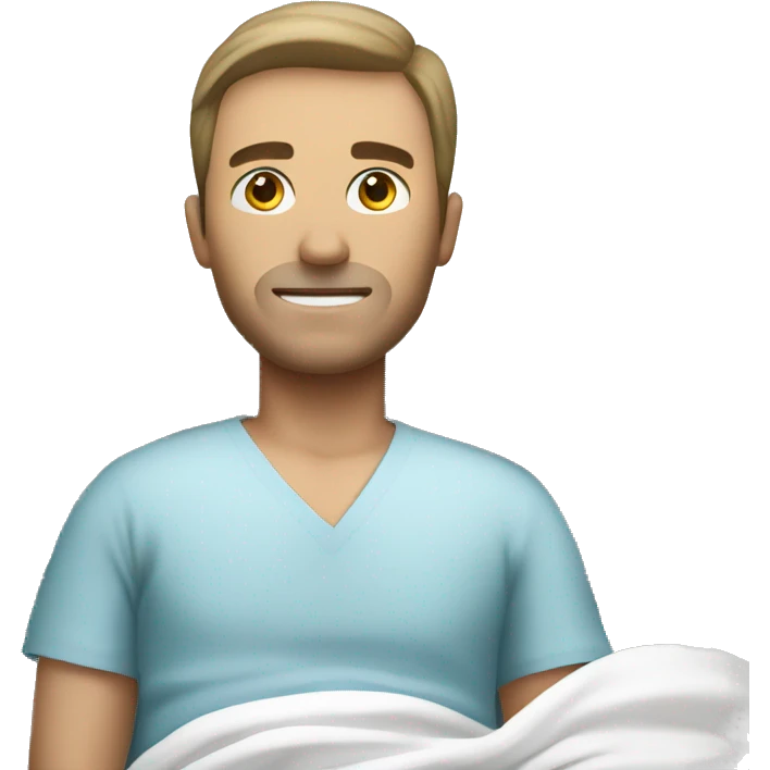 white male patient in hospital bed facing left emoji