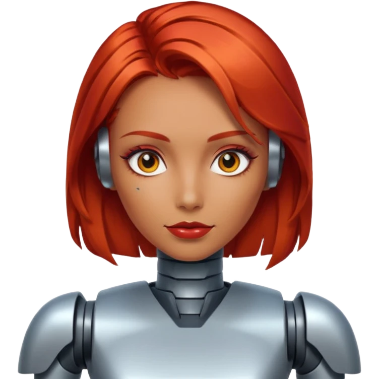 female vibrant hair color metalic robot face like last picture of the last one emoji