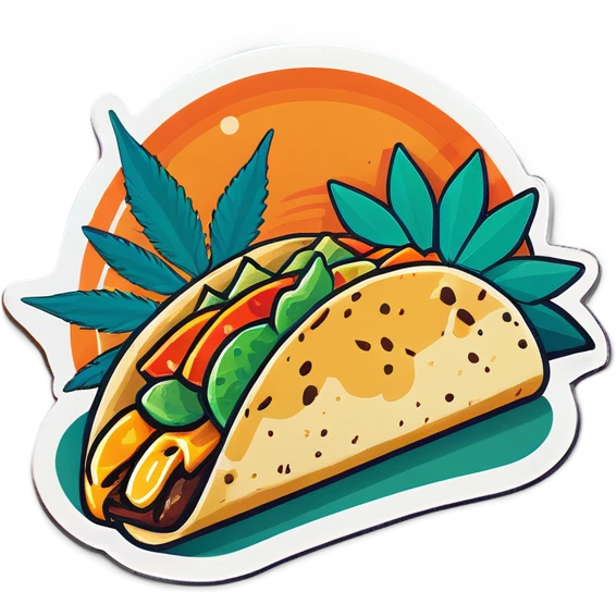 Cannabis leaf with tacos and orange cats emoji