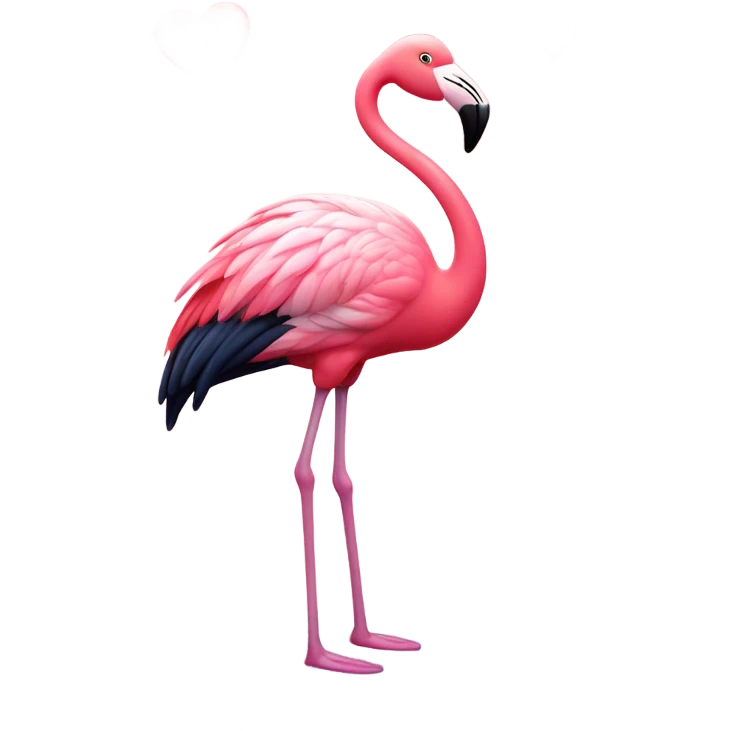 Flamingo and hearts emoji