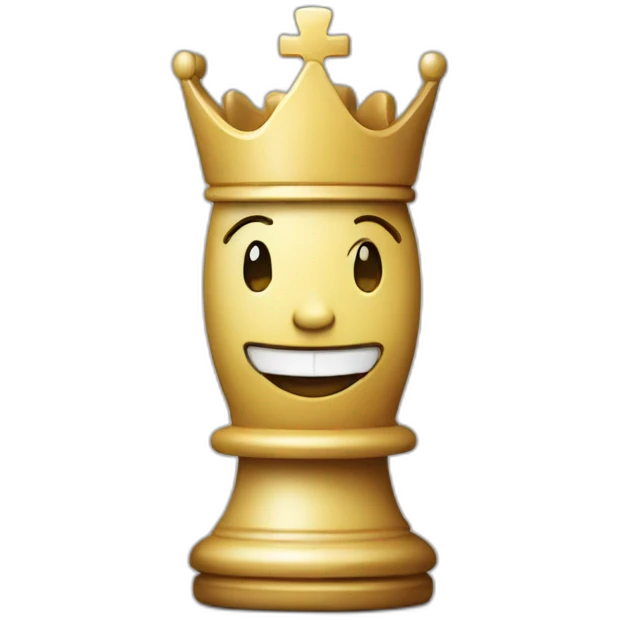 chess piece Queen with smiley face emoji