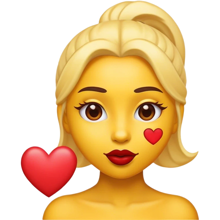 Create a yellow emoji that has I love Ayanna on its forehead with a red kiss mark next to the name emoji