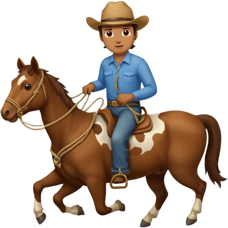 Rancher Riding A Horse And Roping Cattle emoji